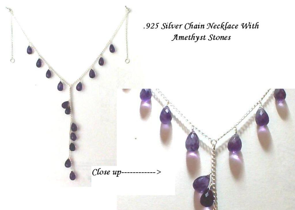 Silver chain Necklace Amethyst Stones Manufacturer Supplier Wholesale Exporter Importer Buyer Trader Retailer in Jaipur Rajasthan India